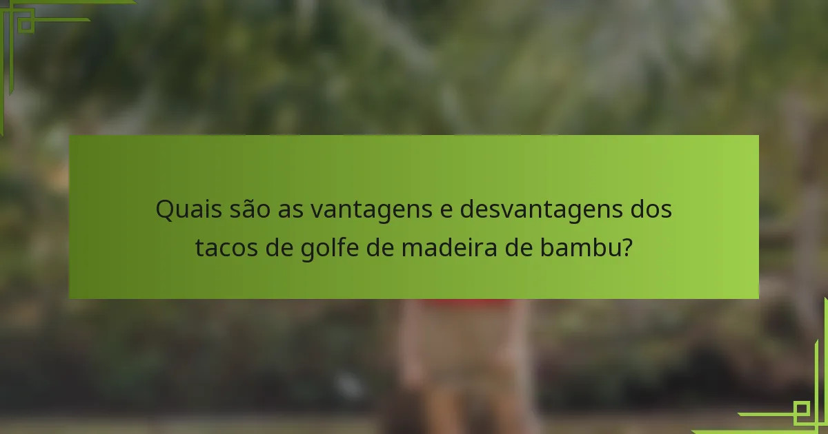 Quais são as vantagens e desvantagens dos tacos de golfe de madeira de bambu?