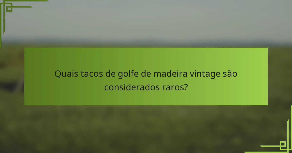 Quais tacos de golfe de madeira vintage são considerados raros?